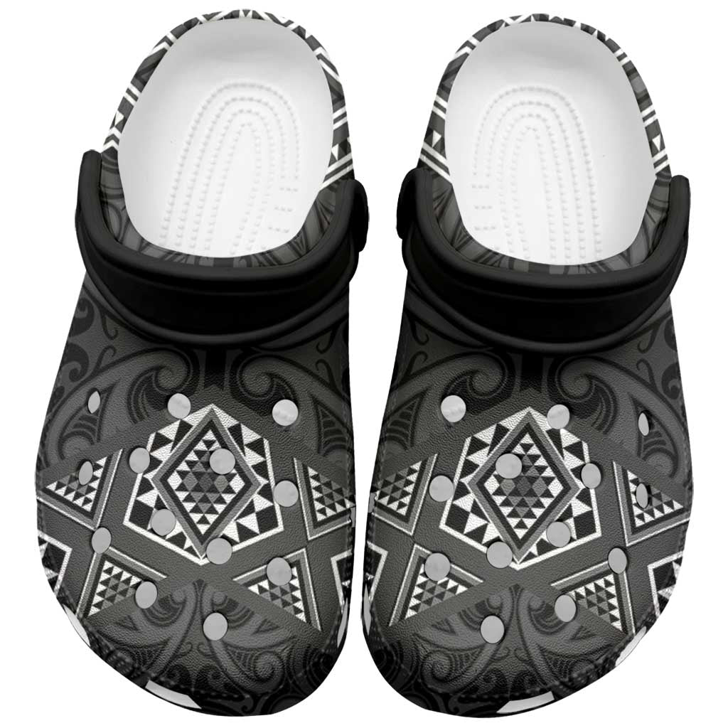 New Zealand Aotearoa Clogs Shoes Black Taniko Art Maori Pattern - Aussie Hoodie