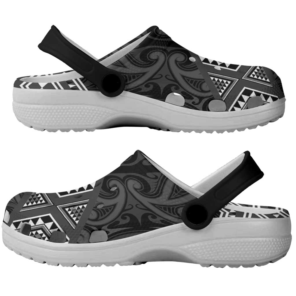 New Zealand Aotearoa Clogs Shoes Black Taniko Art Maori Pattern - Aussie Hoodie
