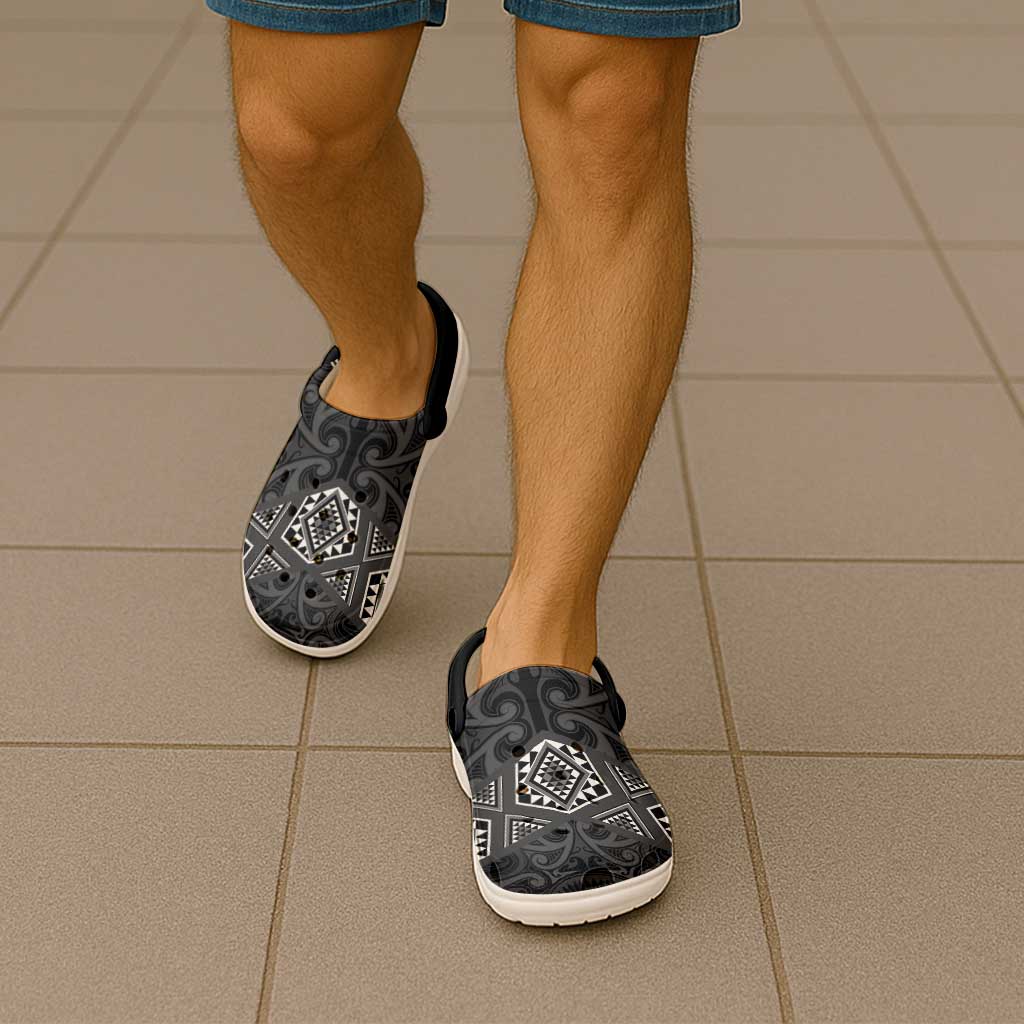 New Zealand Aotearoa Clogs Shoes Black Taniko Art Maori Pattern - Aussie Hoodie