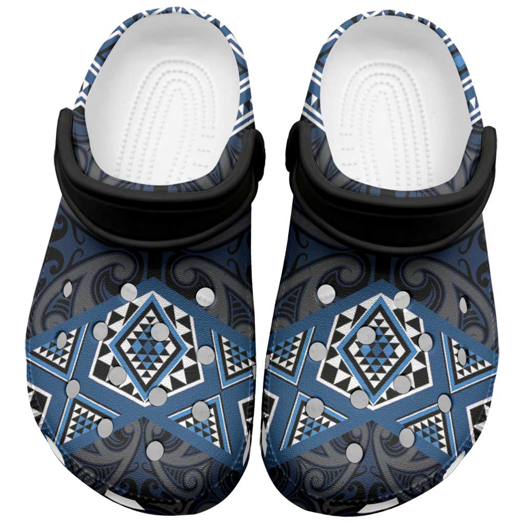 New Zealand Aotearoa Clogs Shoes Blue Taniko Art Maori Pattern - Aussie Hoodie