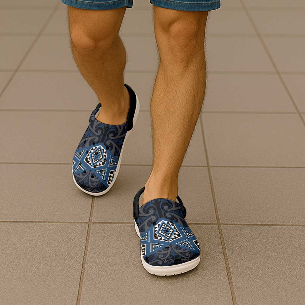 New Zealand Aotearoa Clogs Shoes Blue Taniko Art Maori Pattern - Aussie Hoodie