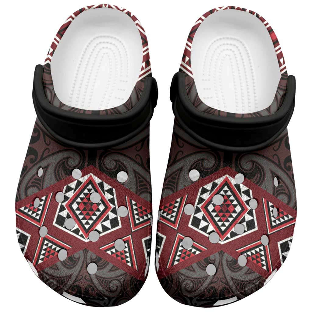 New Zealand Aotearoa Clogs Shoes Red Taniko Art Maori Pattern - Aussie Hoodie