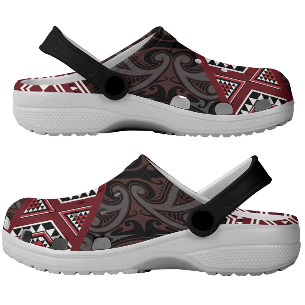 New Zealand Aotearoa Clogs Shoes Red Taniko Art Maori Pattern - Aussie Hoodie