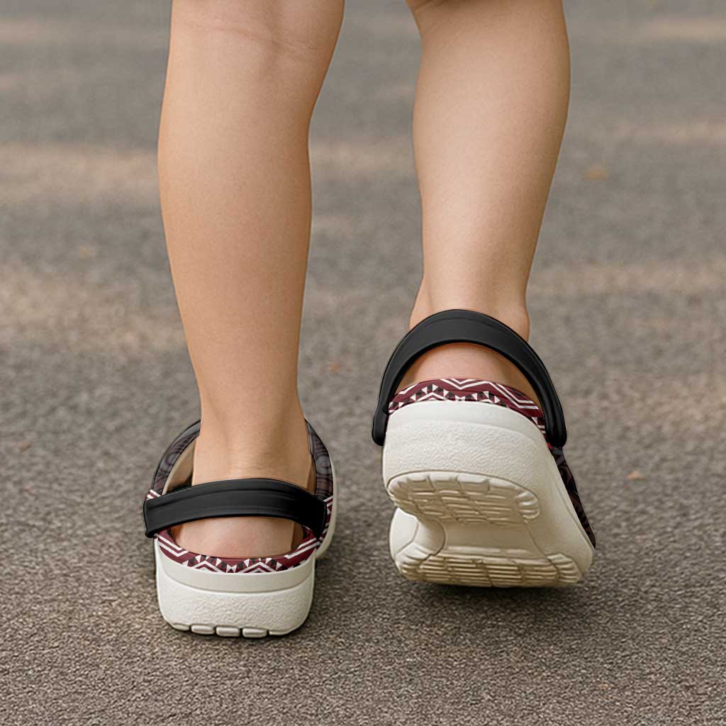 New Zealand Aotearoa Clogs Shoes Red Taniko Art Maori Pattern - Aussie Hoodie