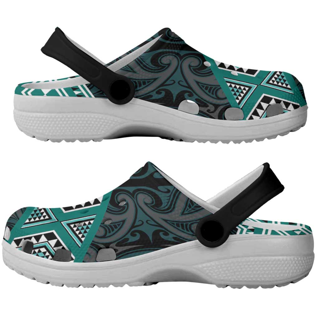 New Zealand Aotearoa Clogs Shoes Turquoise Taniko Art Maori Pattern - Aussie Hoodie