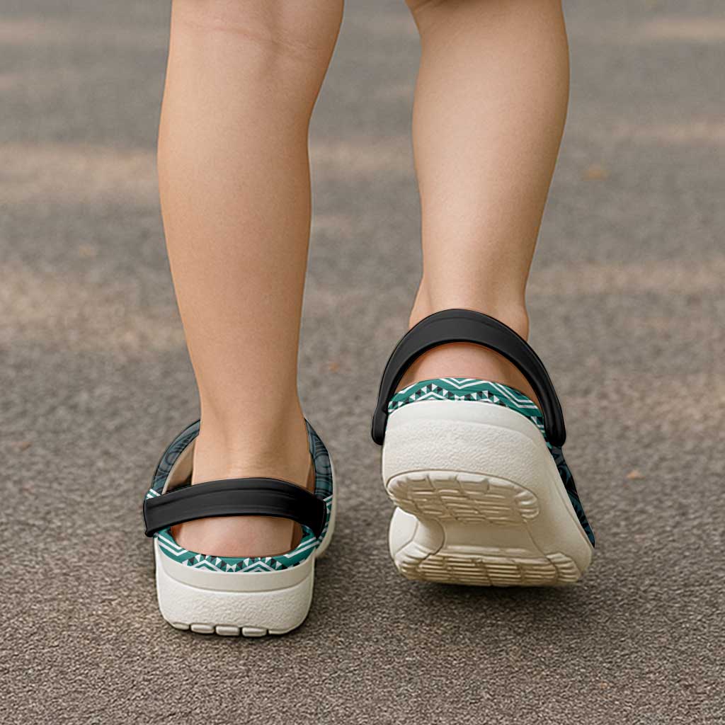 New Zealand Aotearoa Clogs Shoes Turquoise Taniko Art Maori Pattern - Aussie Hoodie