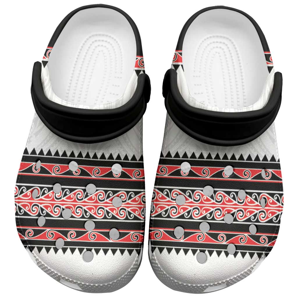 New Zealand Aotearoa Clogs Shoes With Kowhaiwhai Pattern Red Version - Aussie Hoodie