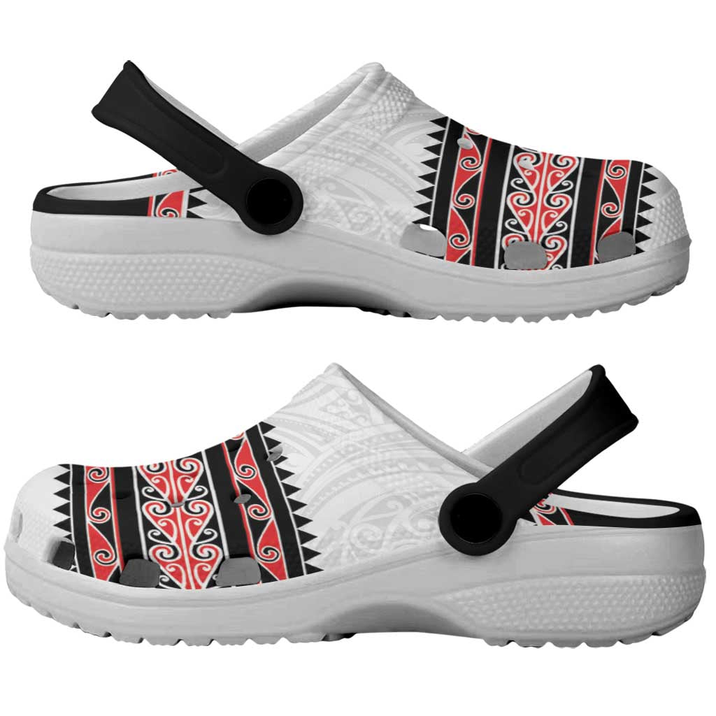 New Zealand Aotearoa Clogs Shoes With Kowhaiwhai Pattern Red Version - Aussie Hoodie