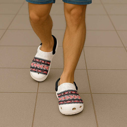 New Zealand Aotearoa Clogs Shoes With Kowhaiwhai Pattern Red Version - Aussie Hoodie