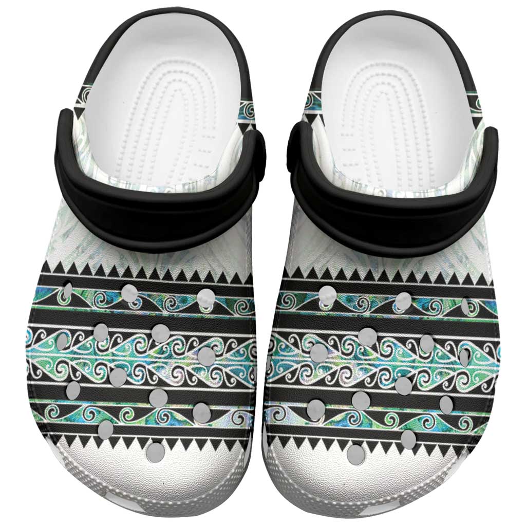 New Zealand Aotearoa Clogs Shoes With Paua Shell Kowhaiwhai Pattern - Aussie Hoodie