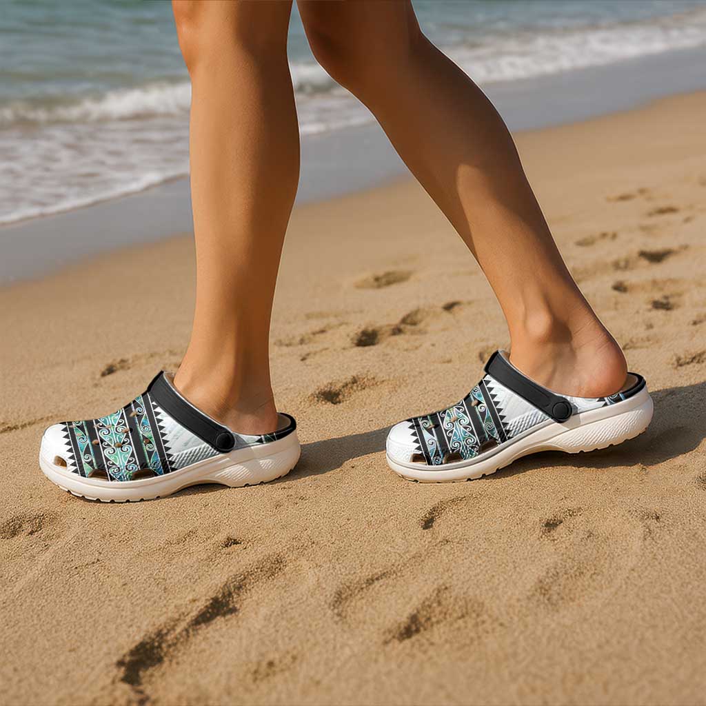 New Zealand Aotearoa Clogs Shoes With Paua Shell Kowhaiwhai Pattern - Aussie Hoodie