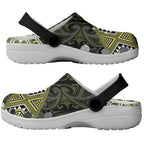 New Zealand Aotearoa Clogs Shoes Yellow Taniko Art Maori Pattern - Aussie Hoodie