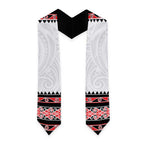 New Zealand Aotearoa Graduation Stole With Kowhaiwhai Pattern Red Version