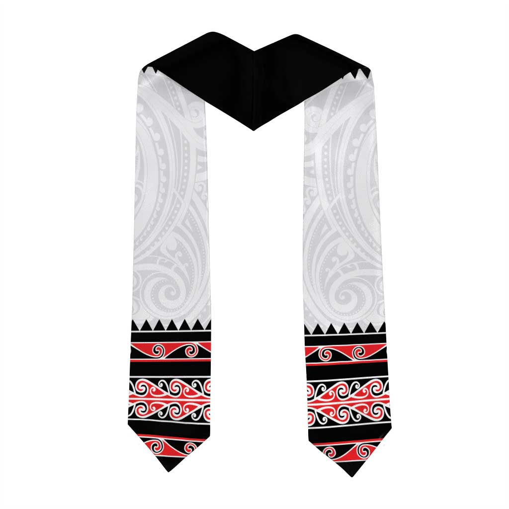 New Zealand Aotearoa Graduation Stole With Kowhaiwhai Pattern Red Version
