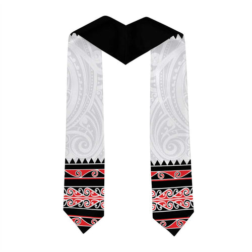 New Zealand Aotearoa Graduation Stole With Kowhaiwhai Pattern Red Version