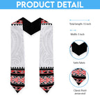 New Zealand Aotearoa Graduation Stole With Kowhaiwhai Pattern Red Version