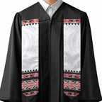 New Zealand Aotearoa Graduation Stole With Kowhaiwhai Pattern Red Version