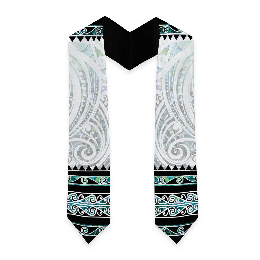 New Zealand Aotearoa Graduation Stole With Paua Shell Kowhaiwhai Pattern