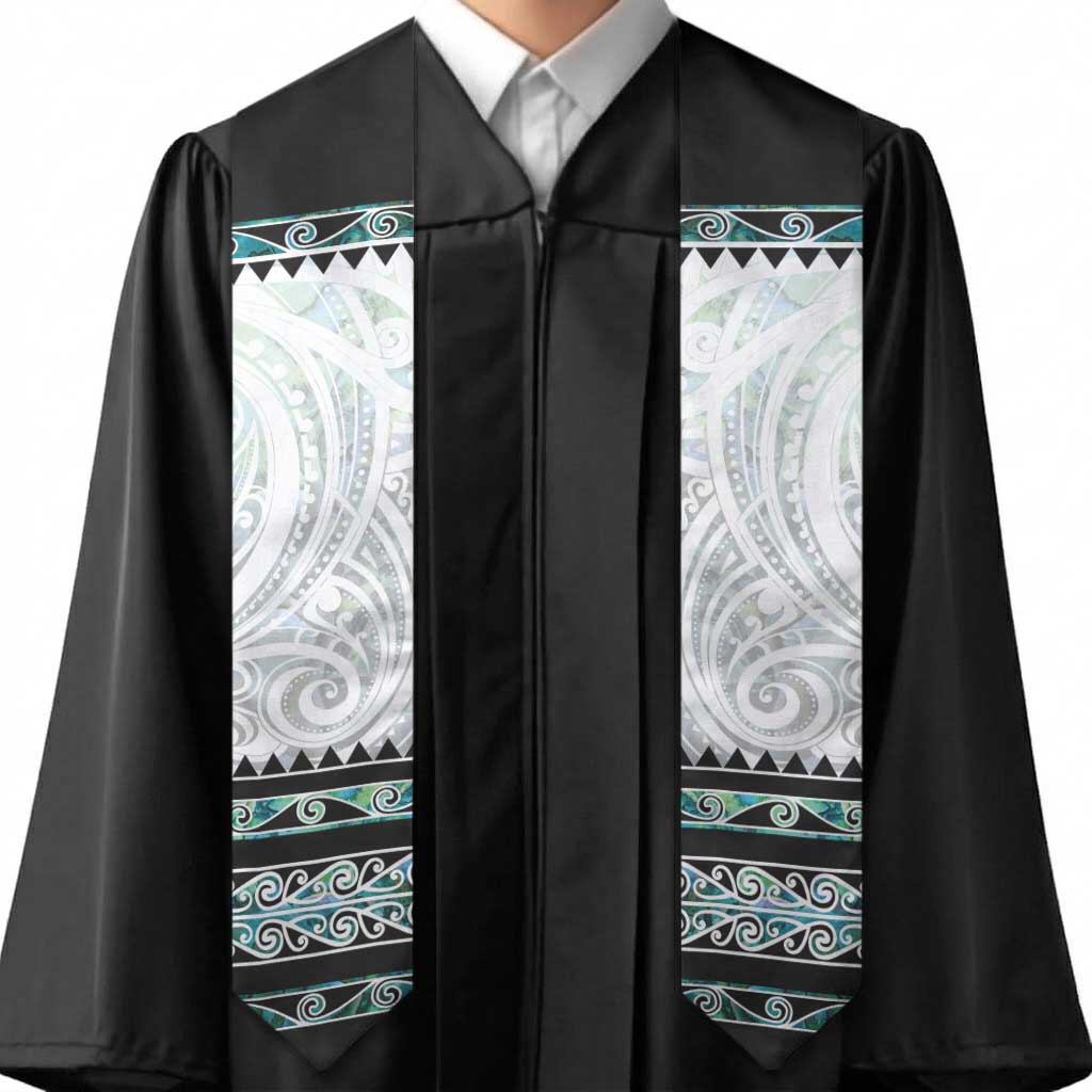 New Zealand Aotearoa Graduation Stole With Paua Shell Kowhaiwhai Pattern