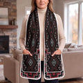 New Zealand Aotearoa Pocket Scarf Red Poutama With Taniko Pattern