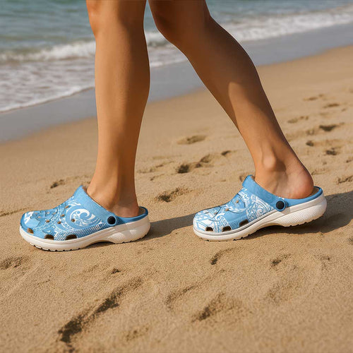 New Zealand Autism Awareness Clogs Shoes NZ Fern With Maori Koru Lizard