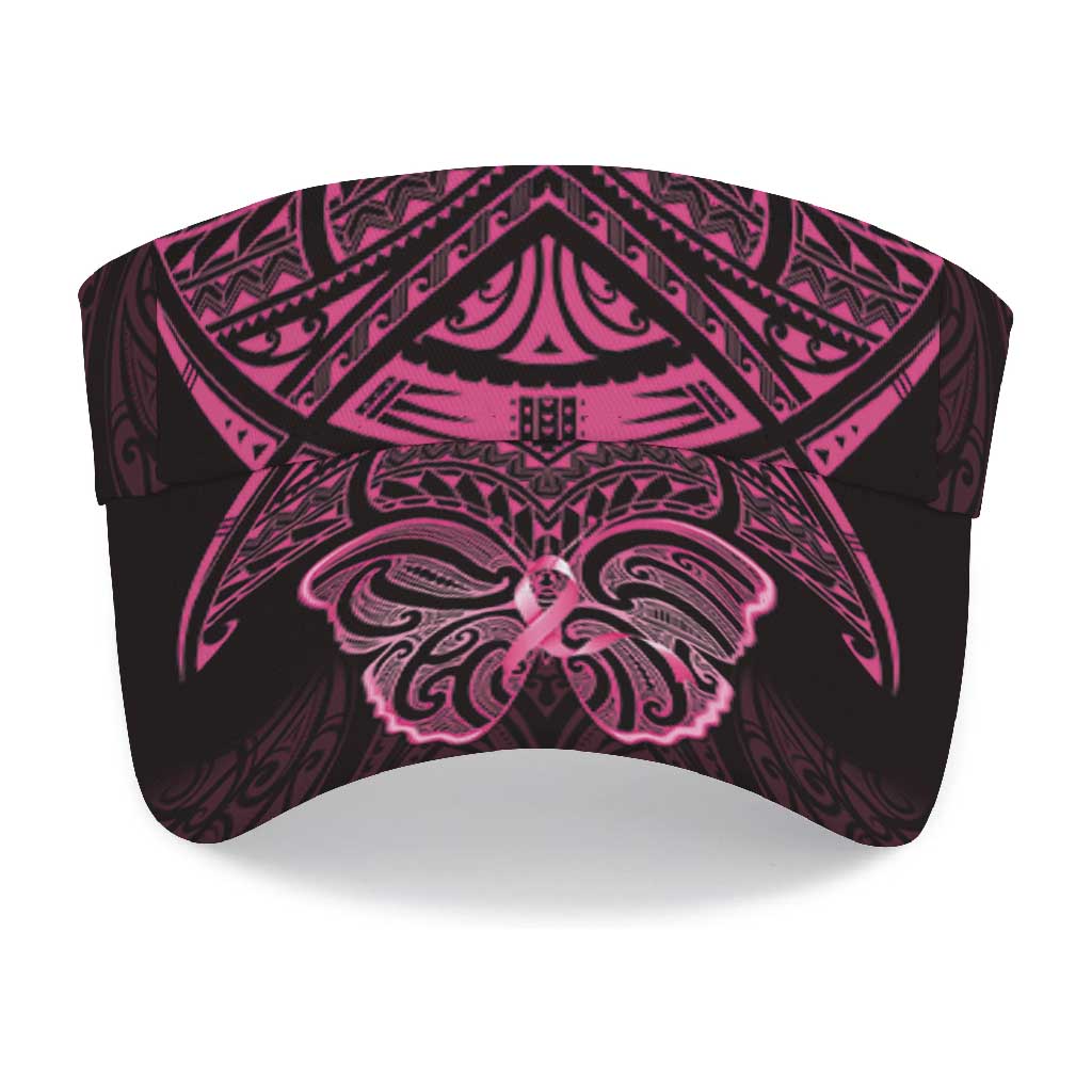 New Zealand Breast Cancer Awareness Sun Visor Cap Maori Butterfly Pink Ribbon Black Version