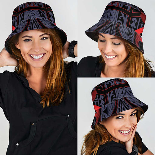 New Zealand Bucket Hat Maori Kiwiana Pattern Tukutuku Motif