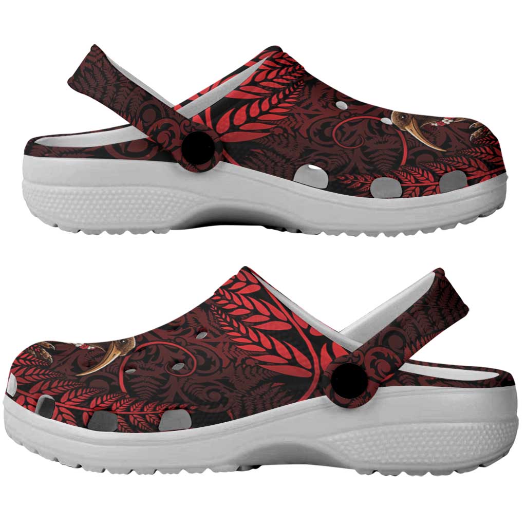 New Zealand Christmas Clogs Shoes Red Santa Riding Kiwi Bird Silver Fern
