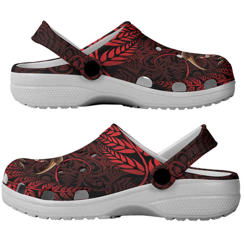 New Zealand Christmas Clogs Shoes Red Santa Riding Kiwi Bird Silver Fern