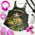 New Zealand Christmas Women Racerback Tank Santa Riding Kakapo Bird Silver Fern