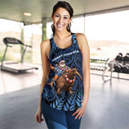 New Zealand Christmas Women Racerback Tank Santa Riding Kiwi Bird Silver Fern