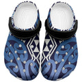 New Zealand Clogs Shoes Aotearoa Kowhaiwhai Mix Taniko Art - Blue - Aussie Hoodie