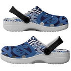 New Zealand Clogs Shoes Aotearoa Kowhaiwhai Mix Taniko Art - Blue - Aussie Hoodie