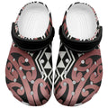 New Zealand Clogs Shoes Aotearoa Kowhaiwhai Mix Taniko Art - Brown - Aussie Hoodie