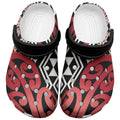 New Zealand Clogs Shoes Aotearoa Kowhaiwhai Mix Taniko Art - Red - Aussie Hoodie