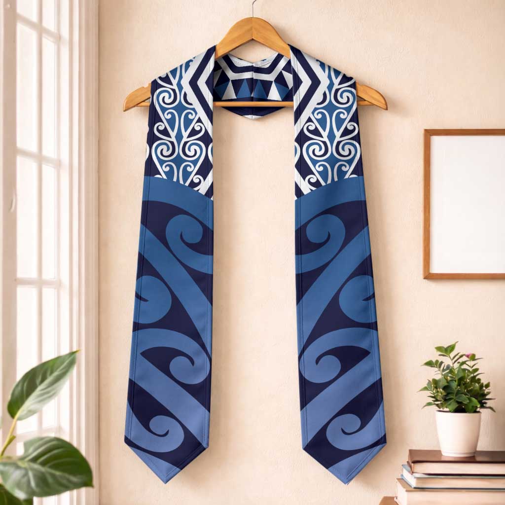 New Zealand Graduation Stole Aotearoa Kowhaiwhai Mix Taniko Art - Blue - Aussie Hoodie