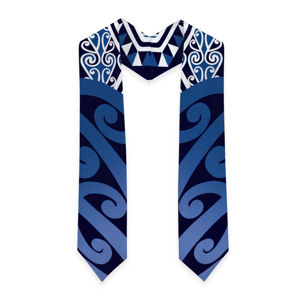 New Zealand Graduation Stole Aotearoa Kowhaiwhai Mix Taniko Art - Blue - Aussie Hoodie