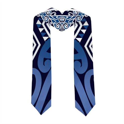 New Zealand Graduation Stole Aotearoa Kowhaiwhai Mix Taniko Art - Blue - Aussie Hoodie