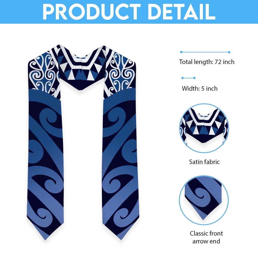 New Zealand Graduation Stole Aotearoa Kowhaiwhai Mix Taniko Art - Blue - Aussie Hoodie