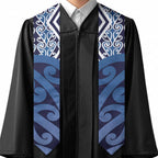 New Zealand Graduation Stole Aotearoa Kowhaiwhai Mix Taniko Art - Blue - Aussie Hoodie