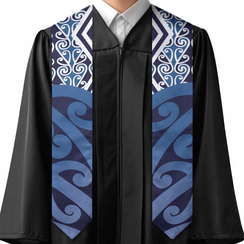 New Zealand Graduation Stole Aotearoa Kowhaiwhai Mix Taniko Art - Blue - Aussie Hoodie