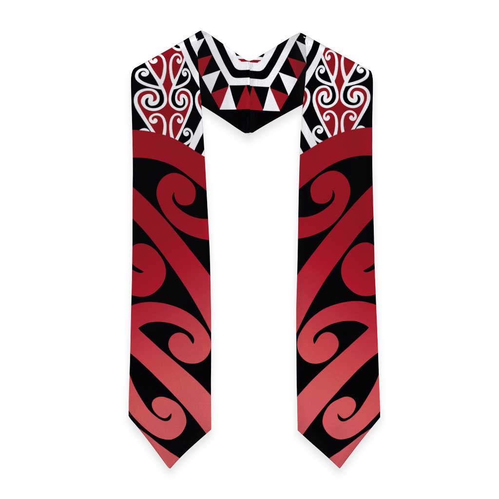 New Zealand Graduation Stole Aotearoa Kowhaiwhai Mix Taniko Art - Red - Aussie Hoodie
