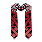 New Zealand Graduation Stole Aotearoa Kowhaiwhai Mix Taniko Art - Red - Aussie Hoodie