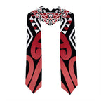New Zealand Graduation Stole Aotearoa Kowhaiwhai Mix Taniko Art - Red - Aussie Hoodie