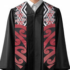 New Zealand Graduation Stole Aotearoa Kowhaiwhai Mix Taniko Art - Red - Aussie Hoodie