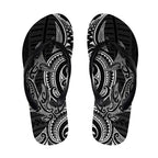 New Zealand Hammerhead Shark Flip Flops Maori Haehae Mangopare Black - Aussie Hoodie