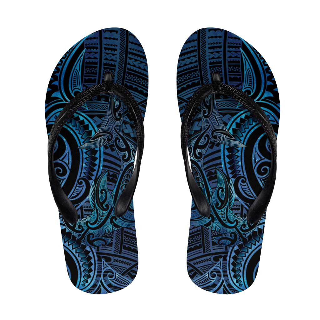 New Zealand Hammerhead Shark Flip Flops Maori Haehae Mangopare Galaxy - Aussie Hoodie