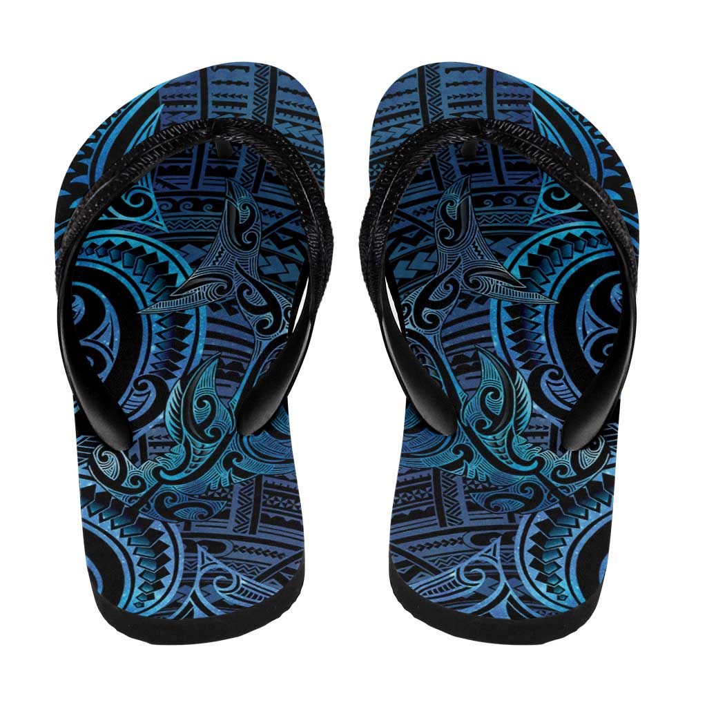 New Zealand Hammerhead Shark Flip Flops Maori Haehae Mangopare Galaxy - Aussie Hoodie