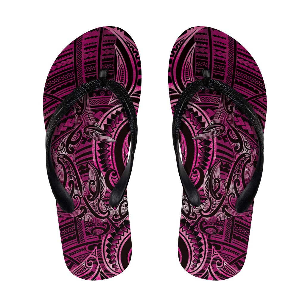 New Zealand Hammerhead Shark Flip Flops Maori Haehae Mangopare Pink - Aussie Hoodie