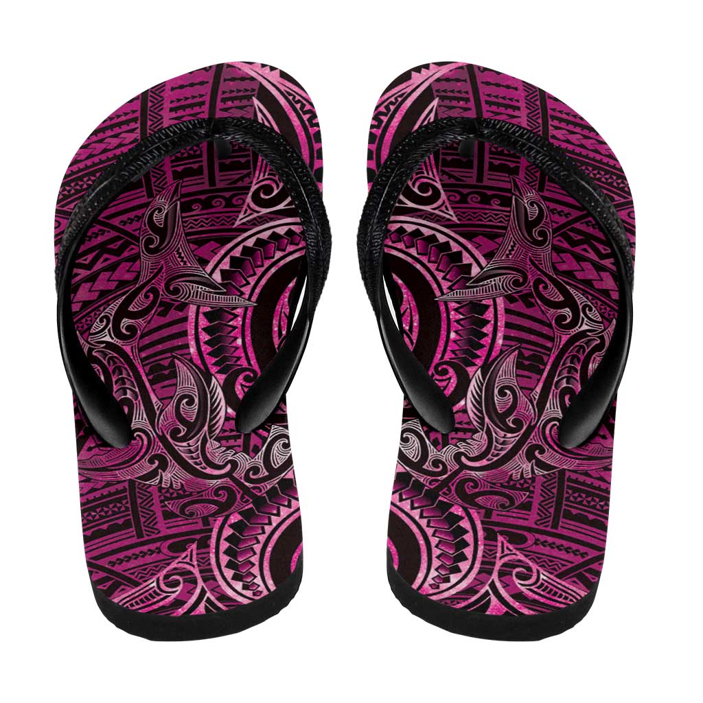 New Zealand Hammerhead Shark Flip Flops Maori Haehae Mangopare Pink - Aussie Hoodie